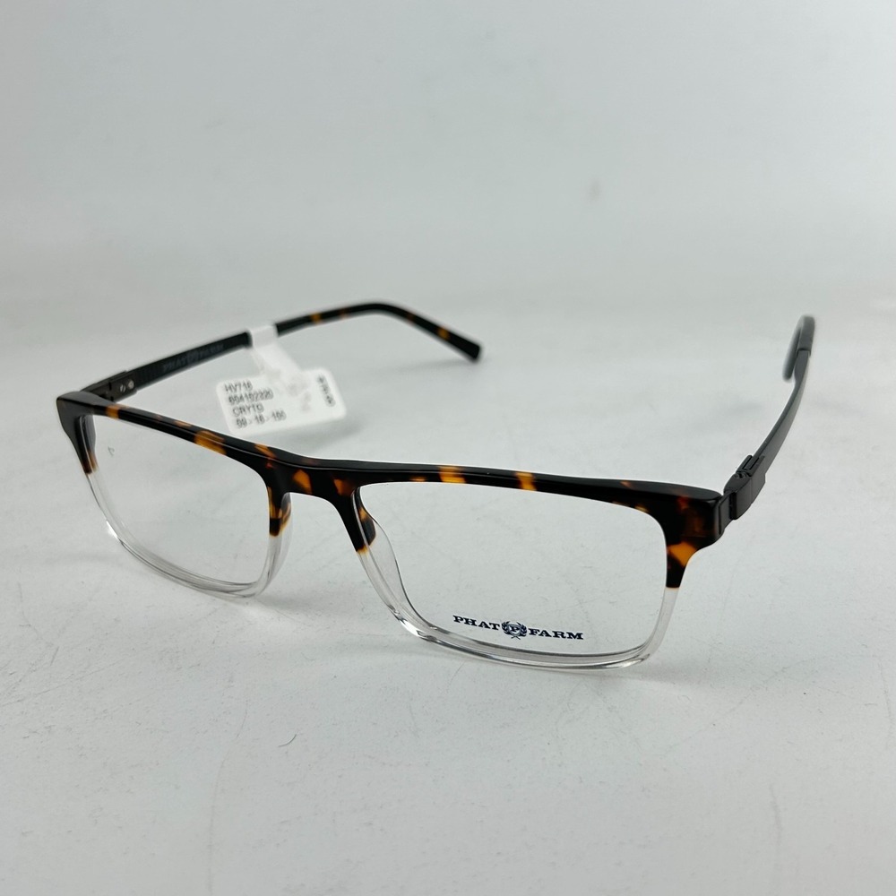 Phat Farm HV718 Men Eyeglasses Frame Black & Clear Plastic Full Rim 59-18-155 mm